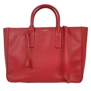 Saint Laurent Red Leather Sac Museum Tote Handbag 334564.203419 155704